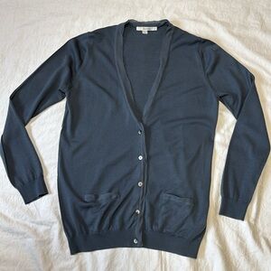 Boden Navy Lightweight V-Neck Button Cardigan